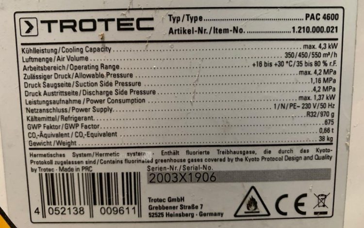 TROTEC PAC 4600  CLI012805