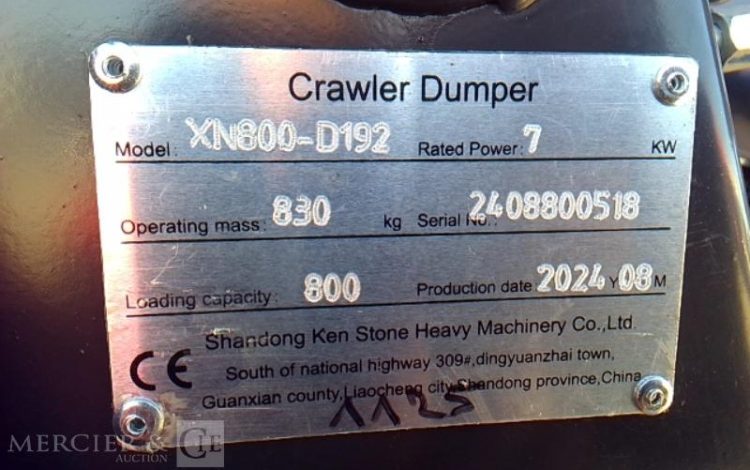 GENERIQUE MINI DUMPER SUR CHENILLE  RHINOCEROS XN800 – D192 – AN2024 MATERIEL NEUF ROUGE 800518