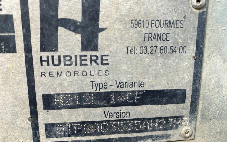 HUBIERE REMORQUE PORTE ENGIN – PTAC 3,5T – CU 2,75 T –  DZ-250-ZE
