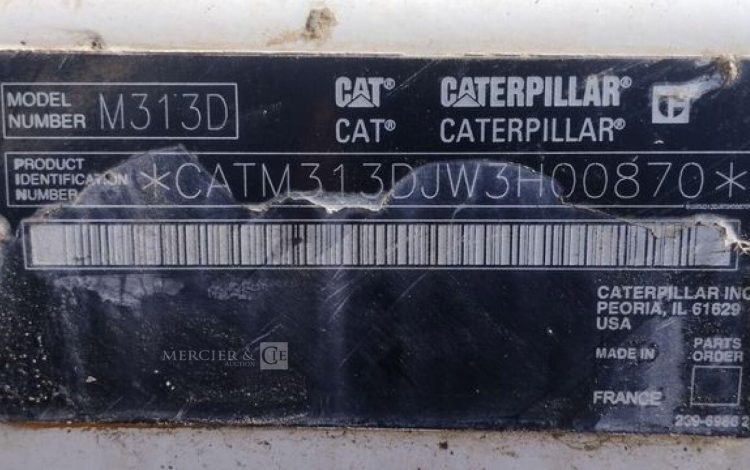 CATERPILLAR PELLE CAT313D A VOLEE VARIABLE OFFSET BOOM SUR ROUES 13T DIESEL – 14439 HEURES  CATM313
