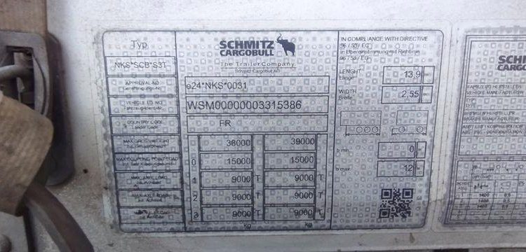 SCHMITZ SEMI-REMORQUE PLSC + HAYON DHOLLANDIA 2000KG  FB-609-YF