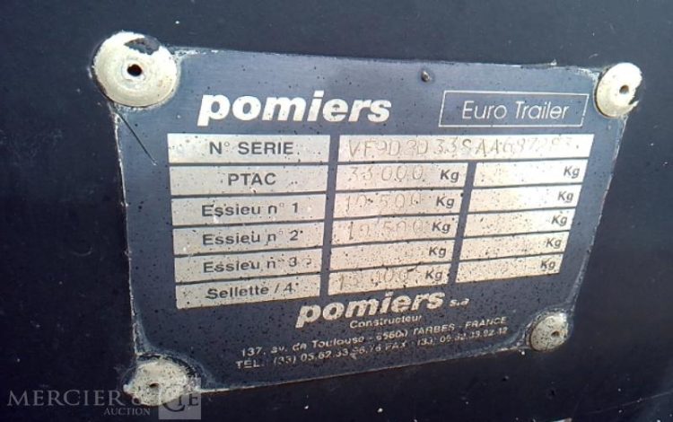 POMIERS SEMI REMORQUE BENNE A POUSSEE  ESSIEUX PTAC 33T NOIR FF-006-PF