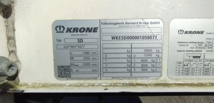 KRONE SEMI REMORQUE RIDEAUX TAUTLINER 3 ESSIEUX -PTAC 38 TONNES – ANNEE 2023  GM-723-QH