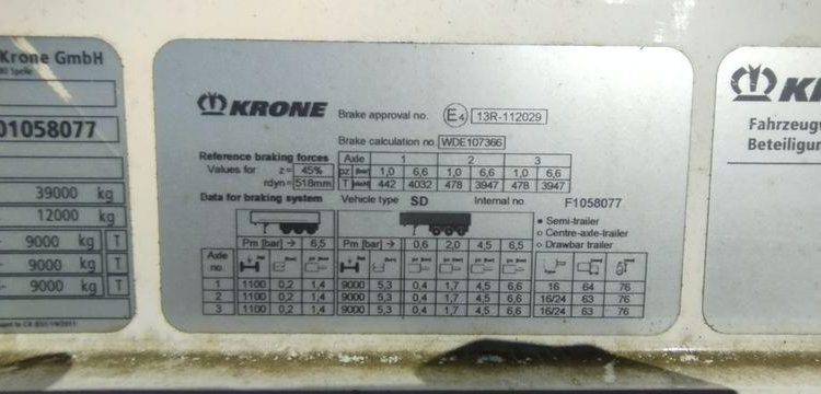 KRONE SEMI REMORQUE RIDEAUX TAUTLINER 3 ESSIEUX -PTAC 38 TONNES – ANNEE 2023  GM-723-QH