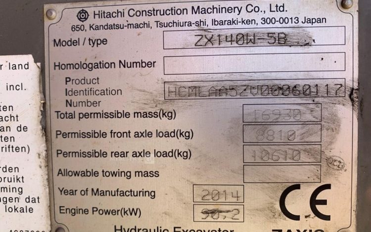 HITACHI ZX 140W-5B  7300