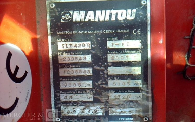 MANITOU CHARIOT TELESCOPIQUE SLT 420 B  2T  4282H AN2007 ROUGE 233543