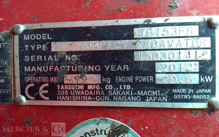 TAKEUCHI MINI PELLE TB153FR  301412
