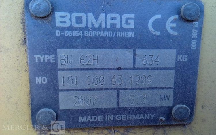 BOMAG ROULEAU VIBRANT BW62H AN2007  BW62H