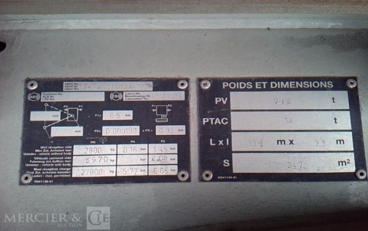 FRUEHAUF SEMI REMORQUE BACHE HAYON 3 ESSIEUX PTAC 38T GRIS EL-536-LL