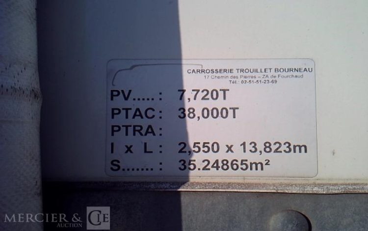 TROUILLET SEMI REMORQUE 3 ESSIEUX PTAC 38T BLANC FP-131-TZ