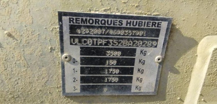 HUBIERE REMORQUE PORTE ENGIN TPF 3502 35TR 2 ESSIEUX – PTAC 3,5T  FW-121-SV