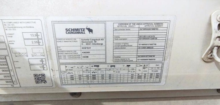 SCHMITZ SEMI REMORQUE BACHEE SCB S3T – 3 ESSIEUX – PTAC 28 TONNES – ANNEE 2022  GF-419-VL