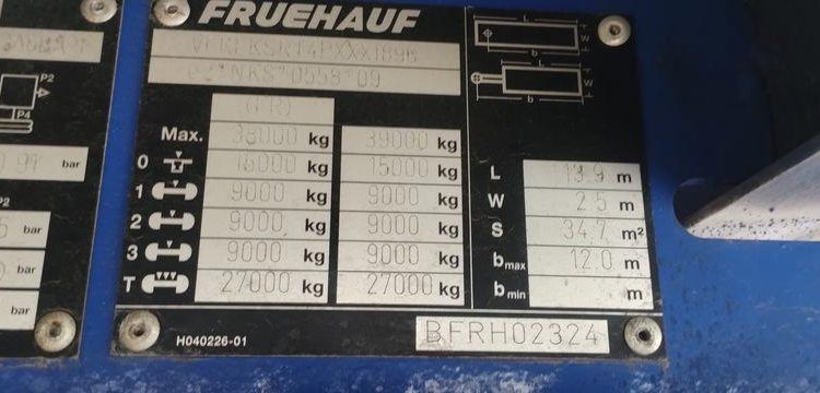 FRUEHAUF SEMI REMORQUE BACHEE MAXISPEED CLASSIC 150 – 3 ESSIEUS – PTAC 38 TONNES  GS-995-BS