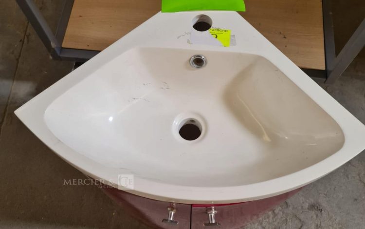 Autre Meuble d’angle pour salle de bain  avec lavabo couleur rouge  311