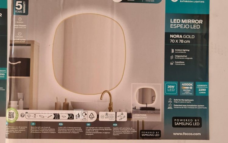 Autre Lot de 2 miroirs led de 70×78 cm 26W , 4000K 2290 lumens marque Focco  344