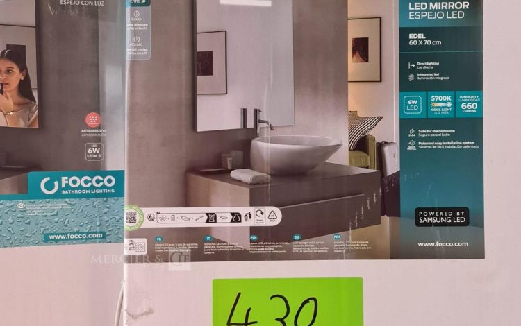 Autre Lot de 2 miroirs led  de 60x70cm 6w , 5700 K 660 lumens marque Focco  353