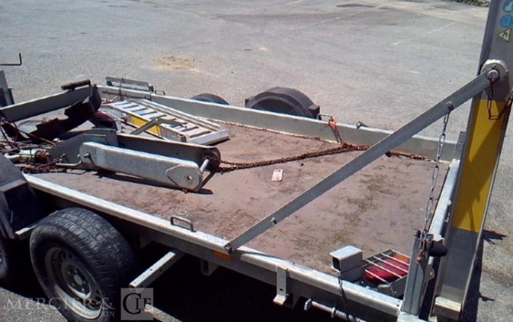 HUBIERE REMORQUE PORTE ENGIN 2 ESSIEUX PTAC 3.5T ALU EJ-752-BG