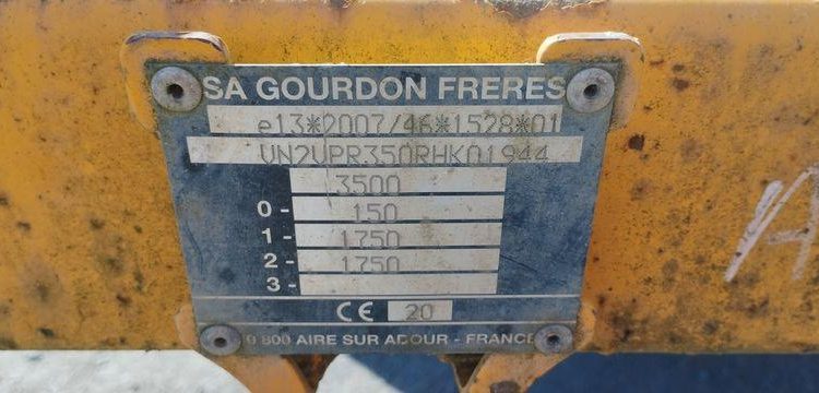 GOURDON REMORQUE PORTE ENGIN 2 ESSIEUX – PTAC 3,5 TONNES – ANNEE 2020  FT-365-QP
