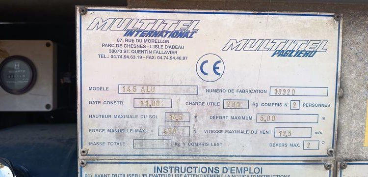 MAZDA MAZDA E 2200 AVEC NACELLE MULTITEL 145 ALU – 16 METRES – DIESEL – 3139 HEURES BLANC CW-976-ST