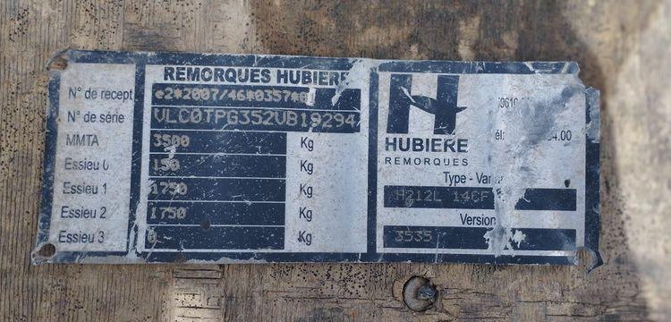 HUBIERE REMORQUE 3T5  FE-394-EM