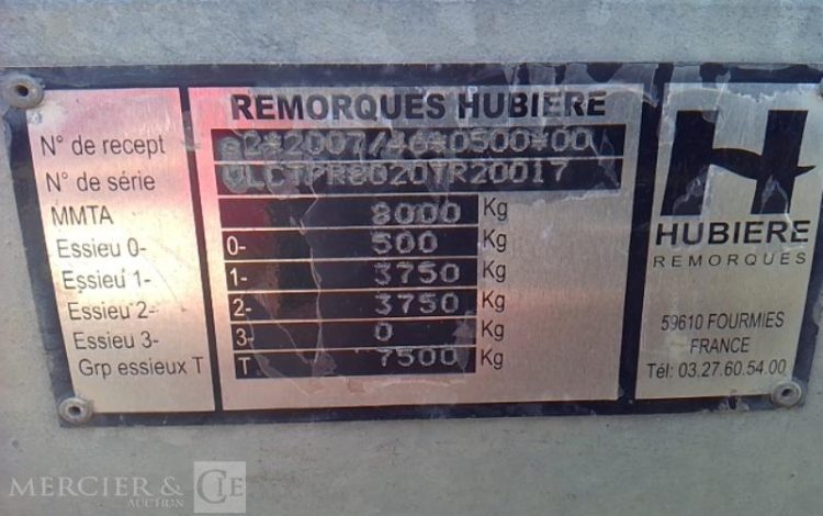 HUBIERE REMORQUE PL PORTE VOITURE 8T  FV-271-EN