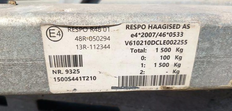 RESPO PORTE TOURET 1 ESSIEU  FV-836-MN