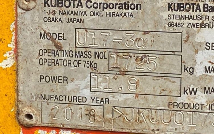 KUBOTA U17-3  PEL747201
