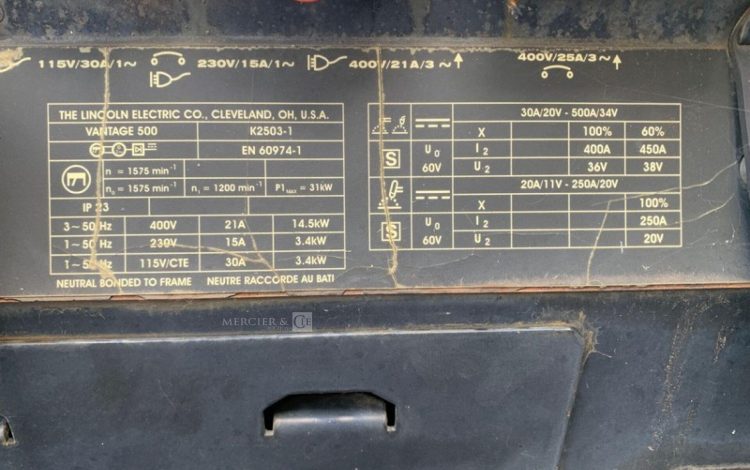 LINCOLN ELECTRIC VANTAGE 500  GSA748233