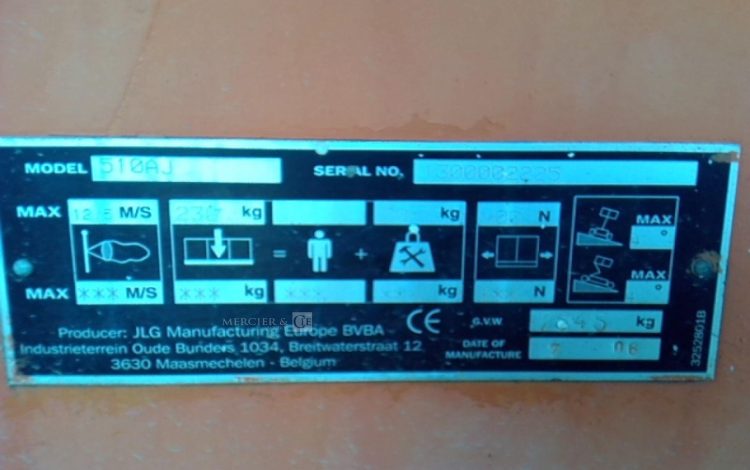 JLG NACELLE ARTICULEE  510AJ  DIESEL –  16M – 5356H – AN2006 ORA 7333