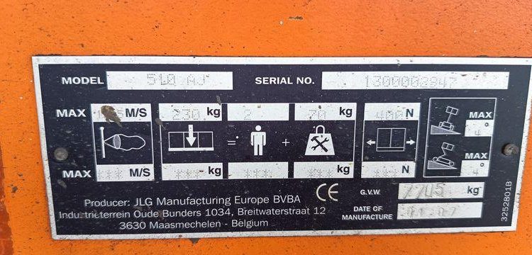 JLG NACELLE ARTICULEE 510AJ DIESEL 16M – HORAMETRE 5596 HEURES – AN 2007  7726