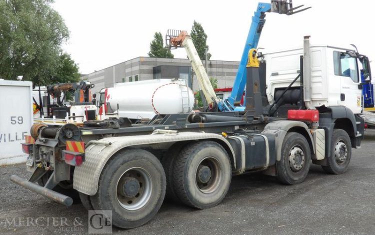 MAN TGS 35,400 AVEC BRAS AMPLIROLL MARREL – PTAC 32 TONNES – DIESEL – 315197 KMS BLANC CG-698-KD