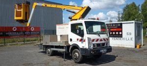 NISSAN CABSTAR NT400 32,12  AVEC NACELLE TIME ETL30 – 10 M – DIESEL – 2106 HEURES BLANC DW-708-LM