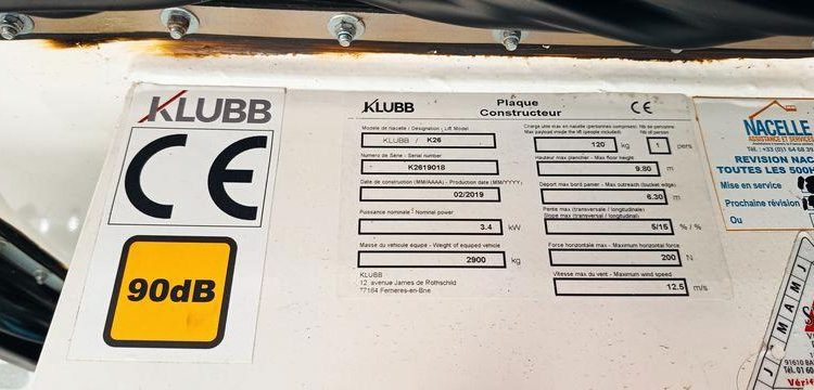 RENAULT MASTER 3 PHASE 2 2,3DCI 16V 130CV AVEC NACELLE KLUBB K26 – 11 M  – 1370 HEURES – BLANC FE-658-BJ