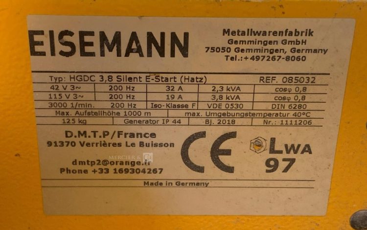 EISEMANN HGDC 3,8 SILENT E-START  GRO010136