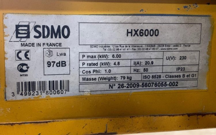 SDMO HX6000  GRO010139