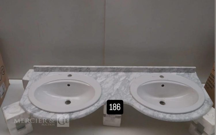 Autre Plan lavabo en marbre dimension 140x55cm avec 2 vasques intégrés  159