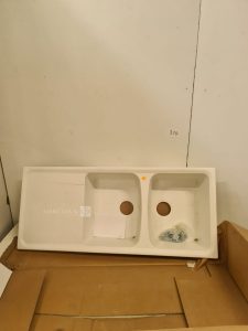 Autre Evier de cuisine Ofento Granit Blanc 2 bac égouttoir à encastrer de 116x50cm, ar  262