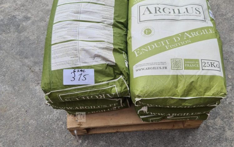 Autre Lot de 6 sac d’enduit d’argile finition , 25KG. Marque Argilus  263