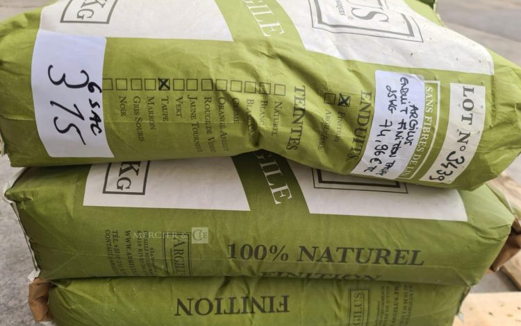 Autre Lot de 6 sac d’enduit d’argile finition , 25KG. Marque Argilus  263