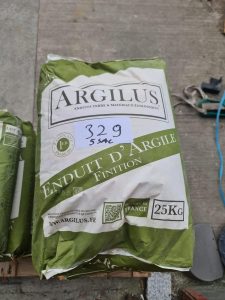Autre Lot de 5 sac d’enduit d’argile finition , 25KG. Marque Argilus  273