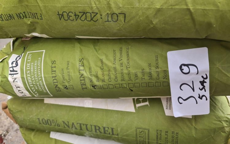 Autre Lot de 5 sac d’enduit d’argile finition , 25KG. Marque Argilus  273