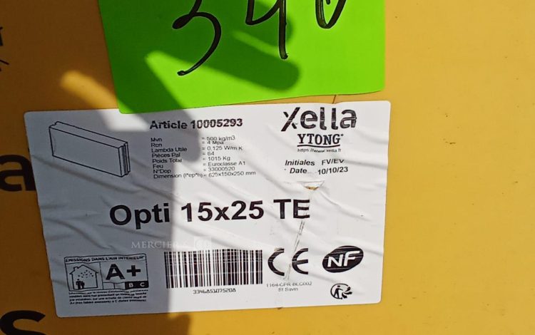Autre Lot de 180 siporex ref:10005293, murs et cloisons YTONG. 625x150x250mm.  283