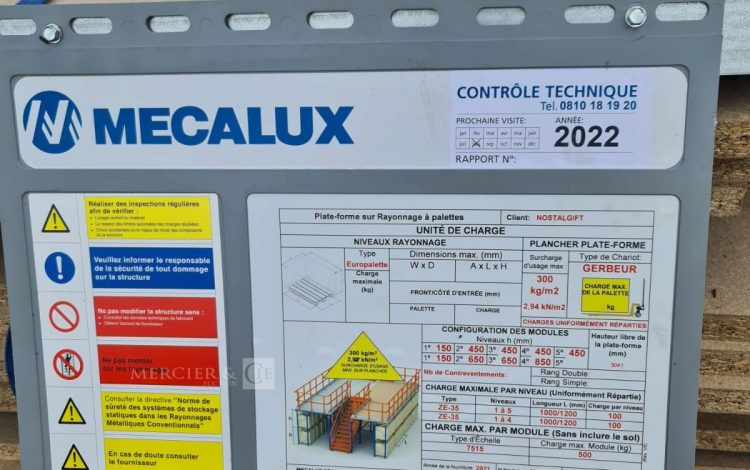 Autre Mezzanine denviron 90 m², de la marque MECALUX. La plateforme sera délivrée en  4