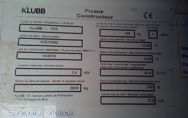 RENAULT MASTER AVEC NACELLE KLUBB K32 12-14M  FB-575-PN