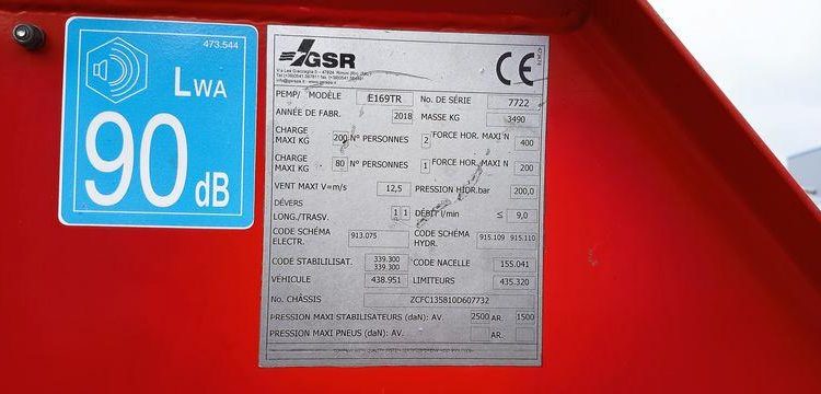 IVECO 35S12 AVEC NACELLE GSR 169TR+E6 16M  FC-026-YL