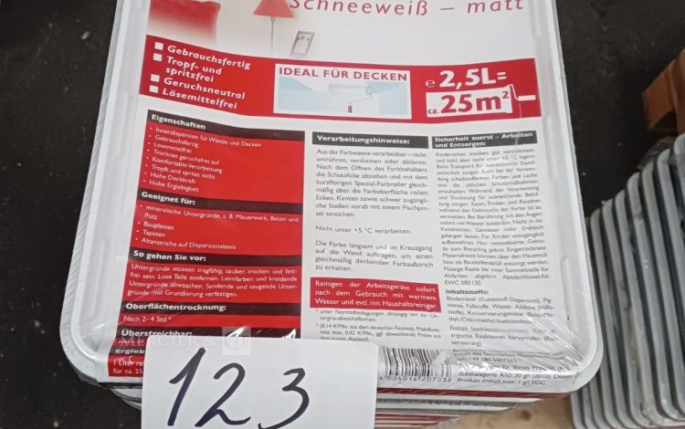autre Lot de 20 boites de peinture 2,5L , couleur blanche , idéale pour les plafonds ,  619