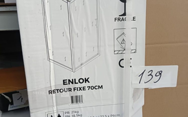 autre Lot de 2 Retour fixe enlok 70cm – ELMER , Paroi en verre trempé 6 mm transparent  635