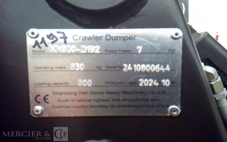 GENERIQUE MINI DUMPER SUR CHENILLE  RHINOCEROS XN800 – D192 – AN2024 MATERIEL NEUF ROUGE 80644