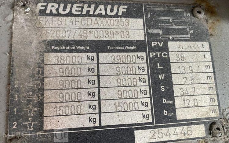 FRUEHAUF SEMI REMORQUE BACHEE – VENTE SUR DESIGNATION  CQ-736-MC
