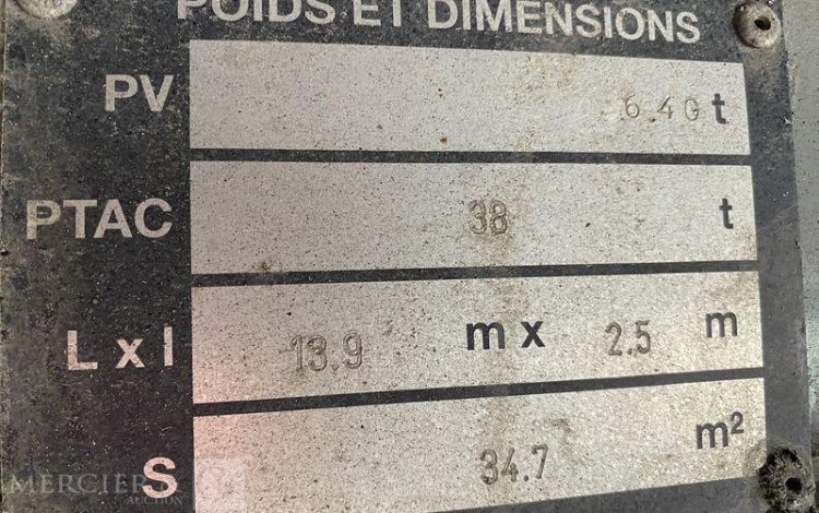 FRUEHAUF SEMI REMORQUE BACHEE – VENTE SUR DESIGNATION  CQ-736-MC